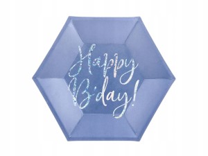 Talerzyki Happy B'day!, granatowy, 20cm, 6 szt