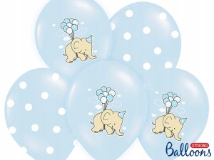 Balony 30cm, Słonik, Pastel Baby Blue Mix, 6szt