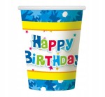 Kubeczki HAPPY BIRTHDAY niebieskie, 270ml/6 szt.