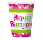 Kubeczki HAPPY BIRTHDAY różowe 270ml/6 szt.