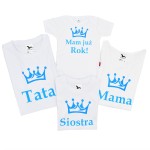 Zestaw koszulek z koroną - mama tata 2 dzieci