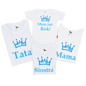 Zestaw koszulek z koroną - mama tata 2 dzieci