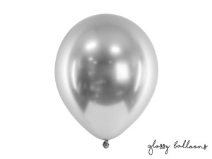 Balony Glossy 30cm srebro urodziny ślub wesele x10