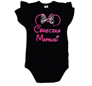 Body z falbanką CÓRECZKA MAMUSI- myszka z kokardą w zebrę