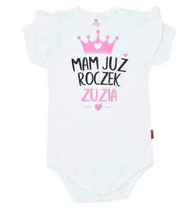 Body z falbanką Mam już roczek + imię, urodziny