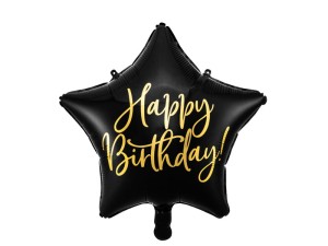 Balon foliowy Happy Birthday 40cm czarny urodziny