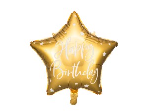 Balon foliowy Happy Birthday, 40cm, złoty urodziny