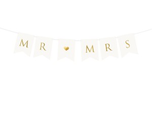 Baner Mr Mrs biały 15x85cm ślub wesele przyjęcie