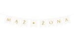 Baner Mąż Żona biały 15x110cm ślub wesele przyjęcie