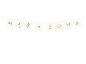 Baner Mąż Żona biały 15x110cm ślub wesele przyjęcie