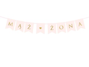 Baner Mąż Żona j.róż 15x110cm ślub wesele przyjęcie