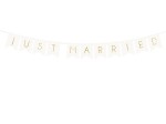 Baner Just Married biały 15x155cm ślub wesele