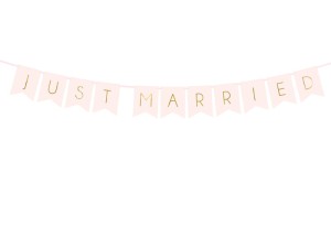 Baner Just Married j,róż 15x155cm ślub wesele