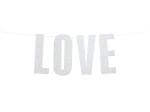 Baner Love srebrny 21x55cm ślub wesele przyjęcie