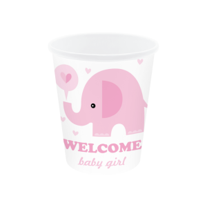 Kubek Baby Shower Słonik różowy 6szt