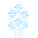 Balony 30cm przezroczysty Mam już roczek chmurki