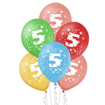Balony kolorowe z cyfrą 5 urodziny 5szt