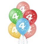 Balony kolorowe z cyfrą 4 urodziny 5szt