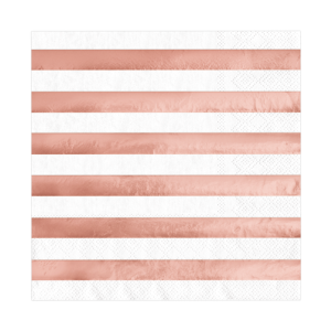 Serwetki białe rose gold paski 10szt