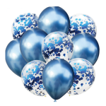 Zestaw balonów niebieski chrom konfetti 30cm 10szt