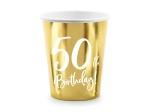 Kubeczki 50th Birthday, złoty, 220ml 6szt