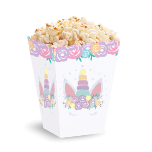 Pudełka na popcorn Jednorożec 3szt urodziny roczek