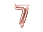Balon foliowy Cyfra 7, 35cm, różowe złoto