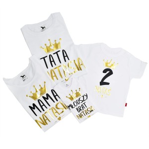 Zestaw koszulek 2+2 mama tata 2 dzieci, na 2 urodziny