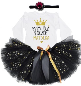 Komplet dla dziewczynki MAM JUŻ ROCZEK falbanka