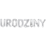 Balon foliowy napis URODZINY srebrny 40cm