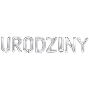 Balon foliowy napis URODZINY srebrny 40cm