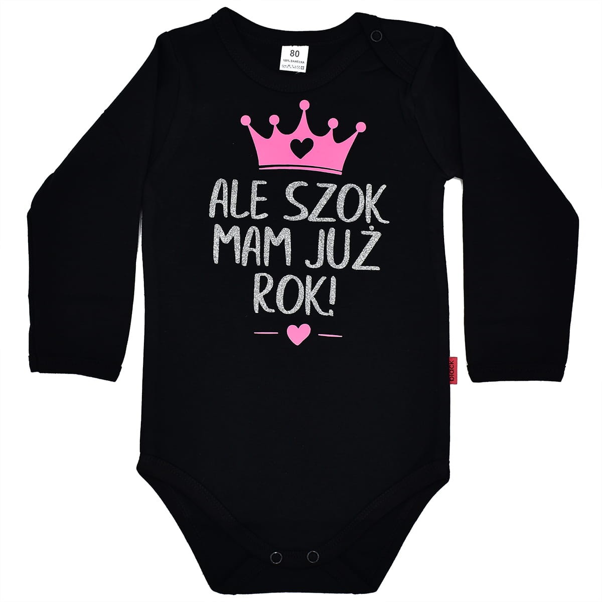 body ale szok mam już rok brokatowy nadruk