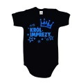 czarne body dziecięce król imprezy neon blue przód