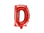 Balon foliowy litera D czerwona 35cm 1szt
