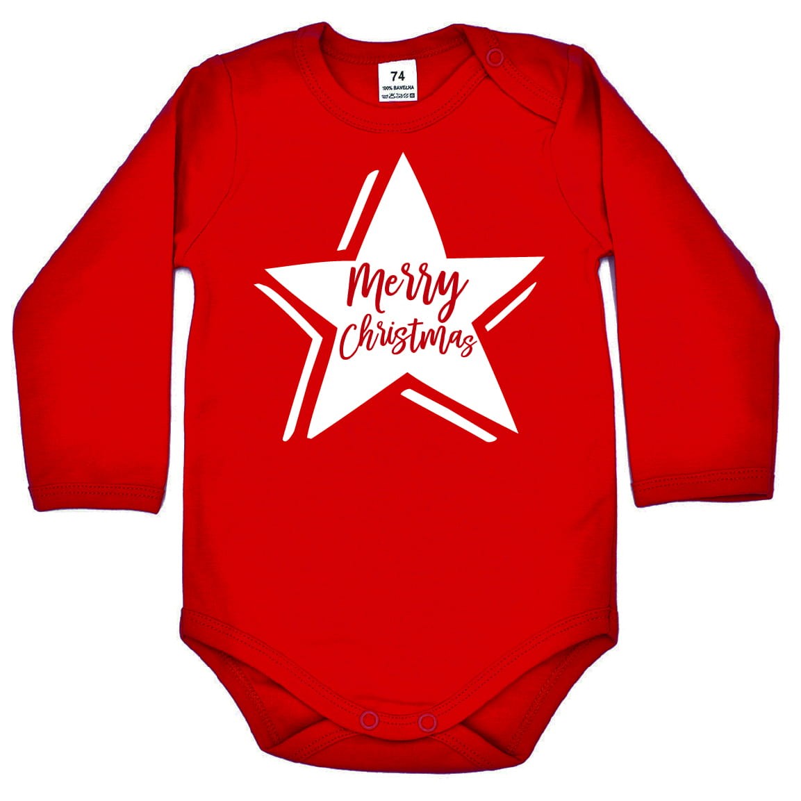 Body dziecięce na Boże Narodzenie - Merry Christmas z gwiazdką