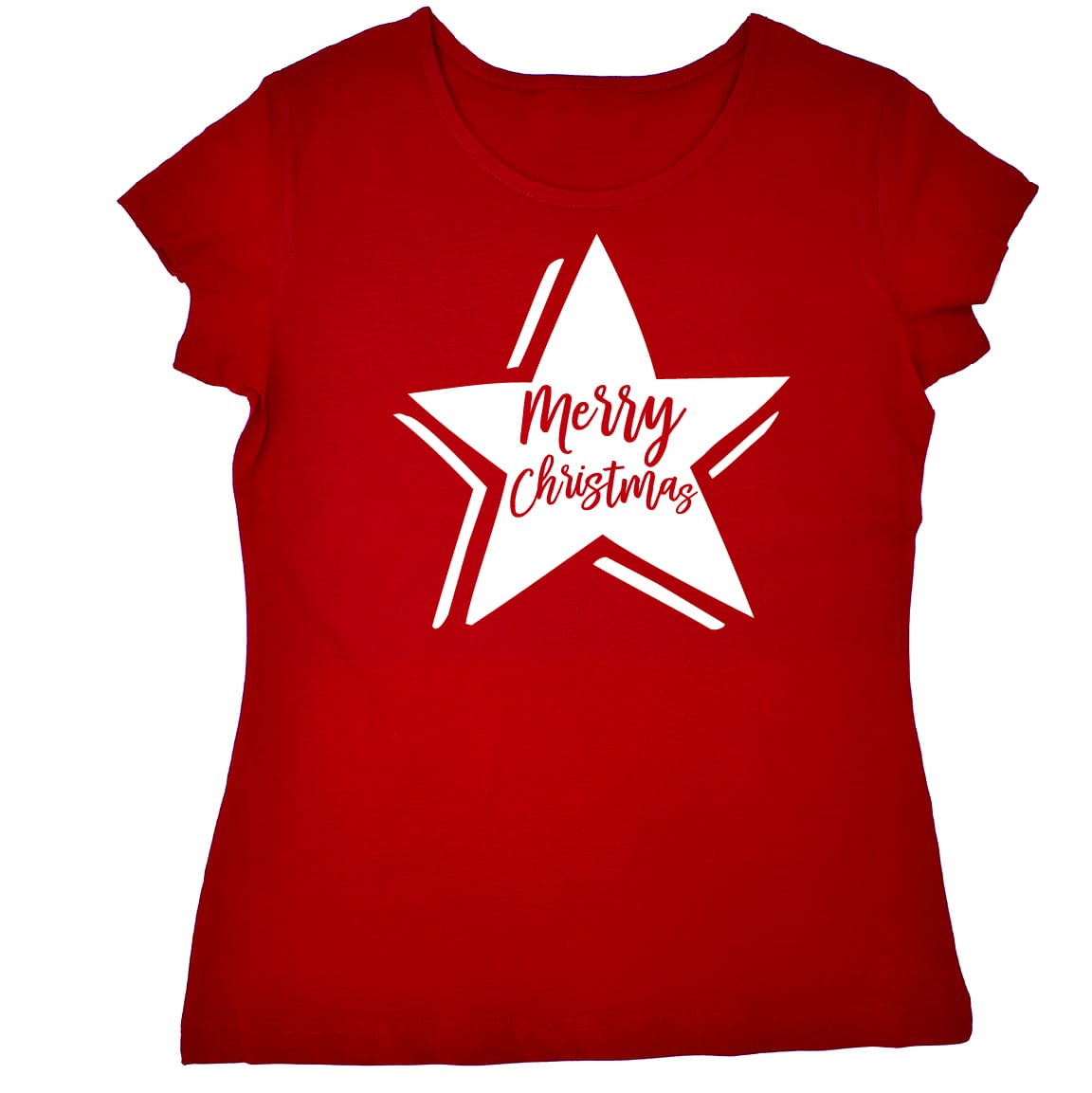 Koszulka na Boże Narodzenie - Merry Christmas z gwiazdką damska