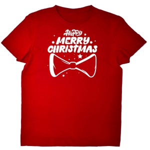 Koszulka na święta - Happy Merry Christmas z muchą