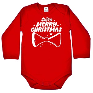 Body dziecięce na święta - Happy Merry Christmas z muchą