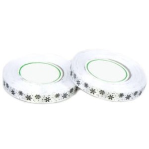Wstążka satynowa BIAŁA 12mm 23m ŚNIEŻYNKI święta