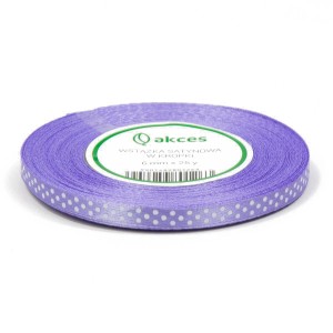 Wstążka satynowa w kropki LILIOWY 6mm 22m