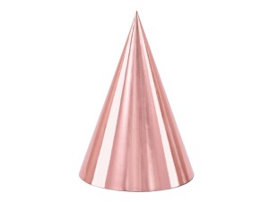 Czapeczki urodzinowe, różowe złoto, 16cm - 6szt