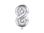 Balon foliowy Cyfra 8, 35cm, srebrny