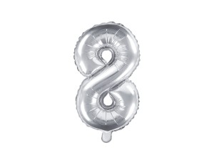 Balon foliowy Cyfra 8, 35cm, srebrny