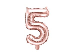 Balon foliowy Cyfra 5, 35cm, różowe złoto