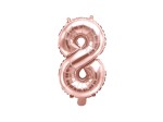 Balon foliowy Cyfra 8, 35cm, różowe złoto