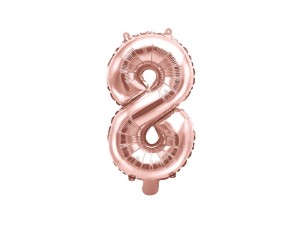 Balon foliowy Cyfra 8, 35cm, różowe złoto