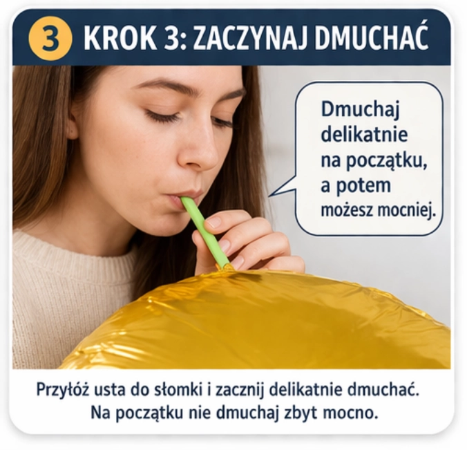 jak dmuchać balon foliowy przez słomkę instrukcja